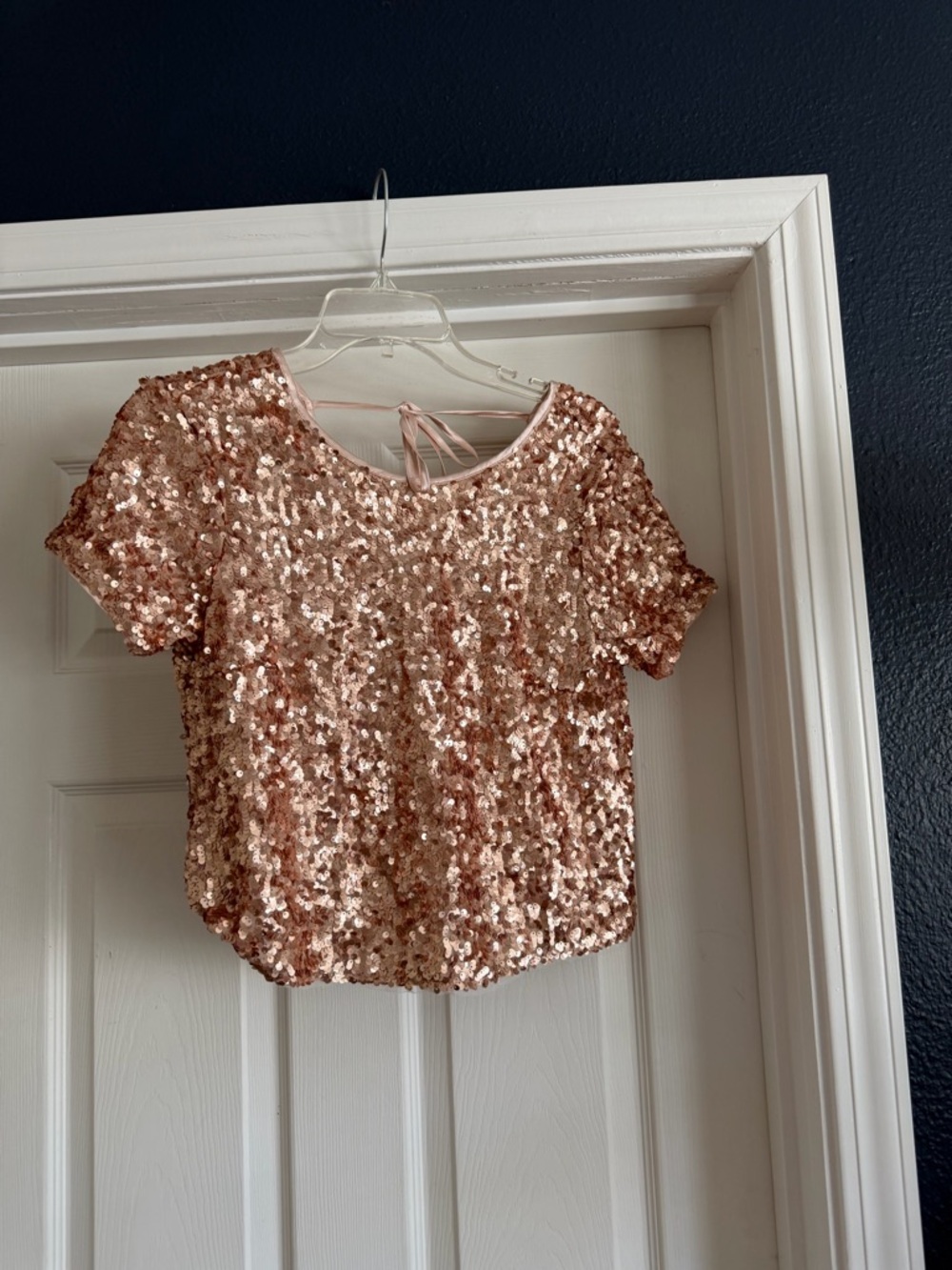 Abercrombie & Fitch Rose Gold Sequin Crop Top